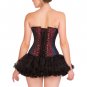 Red & Blue Black Brocade Goth Burlesque Overbust Costume Tutu Skirt Corset Dress