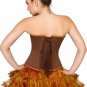 Brown Cotton Brocade & Leather Belts Goth Burlesque Costume Unerbust Corset Top