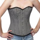Black White Dotted Polyester Halloween Costume GothBustier Overbust Corset Top
