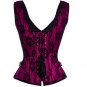 Purple Satin Black Net Shoulder Straps Gothic Burlesque  Overbust Corset Costume