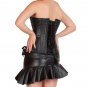 Black Faux Leather & Lace Design Goth Steampunk Bustier Overbust Corset Costume