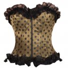 Olive Green Satin Polka Dots Gothic Burlesque Waist Training Overbust Corset Top