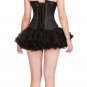 Black Satin & Lace Gothic Burlesque Waist Training Bustier Overbust Corset Top