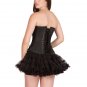 Black Brocade Leather Work Goth Bustier Overbust Costume Tutu Skirt Corset Dress