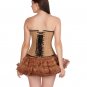 Printed Brown Leather Steampunk Overbust Costume Tissue Tutu Skirt Corset Dress