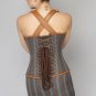 Cotton & Leather Straps Goth Steampunk Bustier Waist Shaper Overbust Corset Top