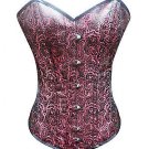 Red Brocade Burlesque Bustier Waist Training Bustier LONG Overbust Corset Top