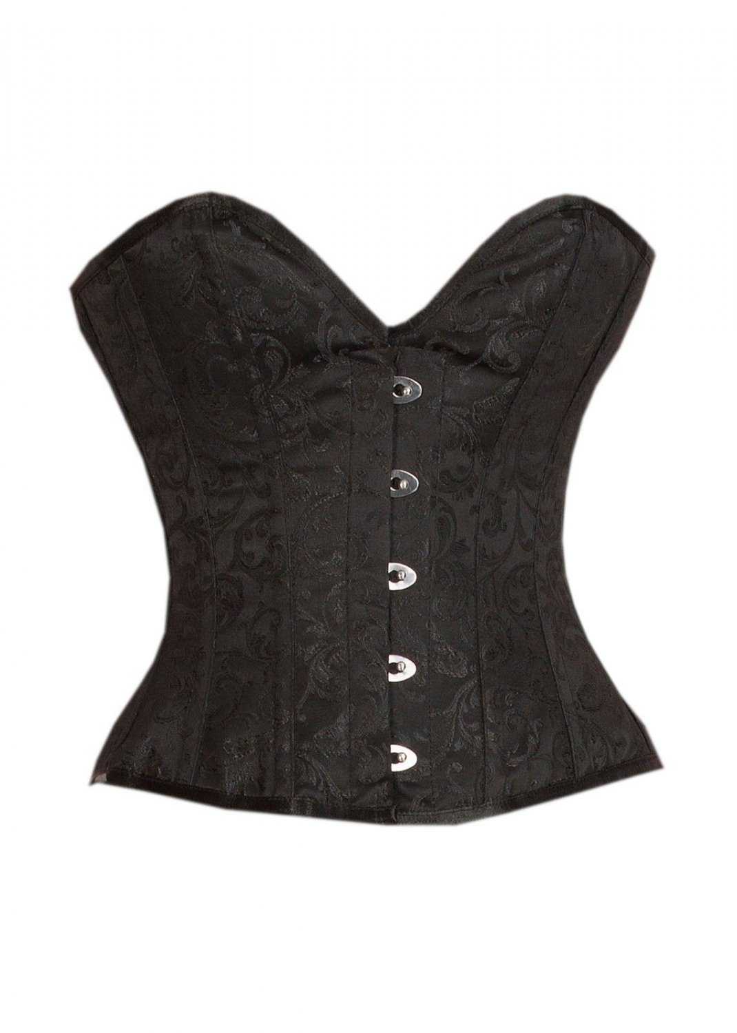 Black Brocade Gothic Burlesque Bustier Waist Training Overbust Corset Costume
