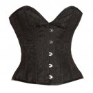 Black Brocade Gothic Burlesque Bustier Waist Training Overbust Corset Costume