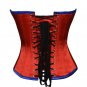 Red Blue Satin Gothic Burlesque Waist Training Bustier Overbust Corset Costume