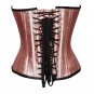 Orange Pink Silk Gothic Burlesque Bustier Waist Training Overbust Corset Costume