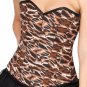 Sexy Tiger Printed Polyester Burlesque Goth Bustier Costume Overbust Corset Top