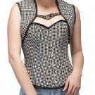 Black White Dotted Polyester Gothic Steampunk Bustier Overbust Top & With Shrug