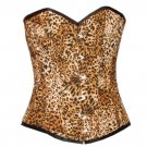 Women’s Sexy Leopard Print Polyester Gothic Waist Cincher Overbust Corset Top