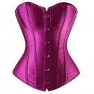 Plain Purple Satin Gothic Burlesque Waist Training Bustier Overbust Corset Top