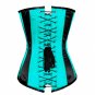 Baby Blue & Black Satin Gothic Burlesque Waist Tariner Bustier LONG Overbust Top