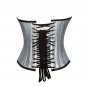 Silver Silk Leather Belt Burlesque Bustier Waist Shaper Overbust Corset Costume