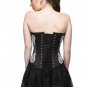 Black Satin Silver Handmade Sequins Gothic Burlesque Bustier Overbust Corset Top