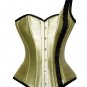Olive Green Silk One Shoulder Strap Gothic Burlesque Bustier Overbust Corset Top