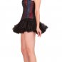 Red & Blue Black Brocade Gothic Burlesque Waist Shaper Overbust Corset Costume