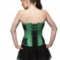 Green Satin Handmade Sequins Gothic Bustier Waist Training Overbust Corset Top