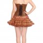 Printed Brown Soft Leather Gothic Steampunk Waist Training Overbust Corset Top