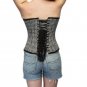 Black White Dotted Polyester Gothic Steampunk Waist Training Overbust Corset Top