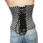 Black N White Polka Dot Satin Gothic Steampunk Waist Cincher Overbust Corset Top
