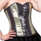 Golden Black Georgette Handmade Sequins Goth Waist Training Overbust Corset Top
