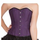 Purple Cotton Goth Burlesque Waist Training Costume Bustier Overbust Corset Top
