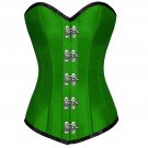 Green Satin Gothic Steampunk Bustier Waist Training LONG Overbust Corset Costume