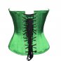 Green Satin Black Stars Print Burlesque Waist Shaper Bustier Overbust Corset Top