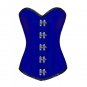 Blue Silk Seal Lock Gothic Steampunk Waist Training LONG Overbust Corset Costume