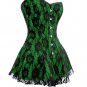 Green Satin Black Net Goth Burlesque Costume Overbust Corset Dress