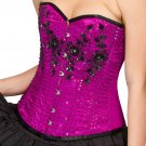 Purple Handmade Satin Sequins Gothic Burlesque Waist Shaper Overbust Corset Top