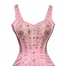 Pink Satin Silver Sequins Shoulder Straps Gothic Burlesque Overbust Corset Top