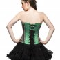 Green Satin Sequins Handmade Goth Burlesque Bustier Costume Overbust Corset Top