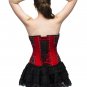 Red Satin Handmade Sequins Gothic Burlesque Waist Cincher Overbust Corset Top