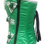Green Satin Handmade Sequins Gothic Burlesque Bustier Party Overbust Corset Top