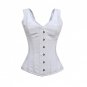 White Satin Shoulder Straps Gothic Burlesque Waist Trainer Overbust Corset Top
