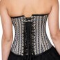 Black White Check Polyester Halloween Costume Gothic Bustier Overbust Corset Top