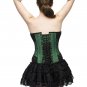 Green Satin Handwork Sequins Halloween Costume Burlesque Overbust Corset Top