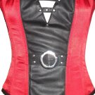 Red & Black Satin Halloween Costume Waist Training Bustier Overbust Corset Top