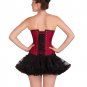 Red Lining Poly Cotton Black Net Gothic Costume Waist Shaper Overbust Corset Top
