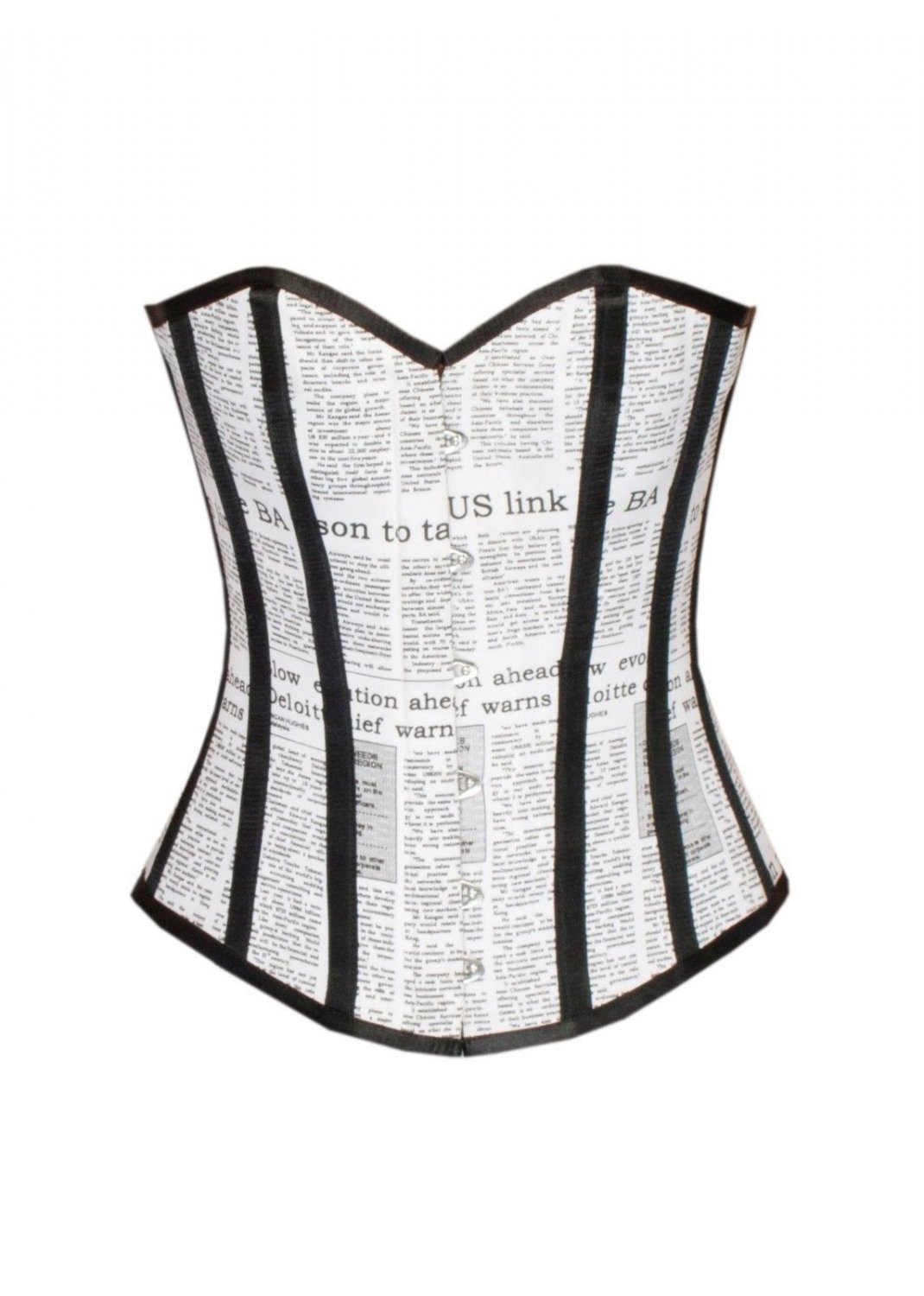 Newspaper Printed Cotton Halter Neck Goth Halloween Costume Overbust Corset Top