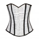 Newspaper Printed Cotton Halter Neck Goth Halloween Costume Overbust Corset Top