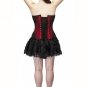 Red Satin Handmade Sequins Halloween Costume Waist Training Overbust Corset Top