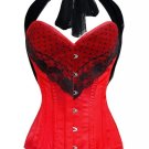 Red Tapta Net Lacing Burlesque Bustier Waist Training LONG Overbust Corset Top