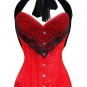 Red Tapta Net Lacing Burlesque Bustier Waist Training LONG Overbust Corset Top