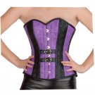 Purple Black Faux Leather & With Leather Belt Gothic Steampunk Overbust Costume